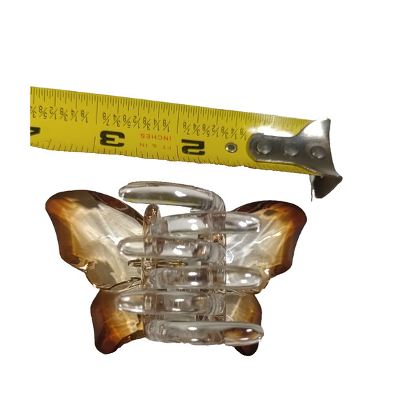 Butterfly Hair Clip Clasp Clear To Brown Hombre Plastic - Picture 6 of 6